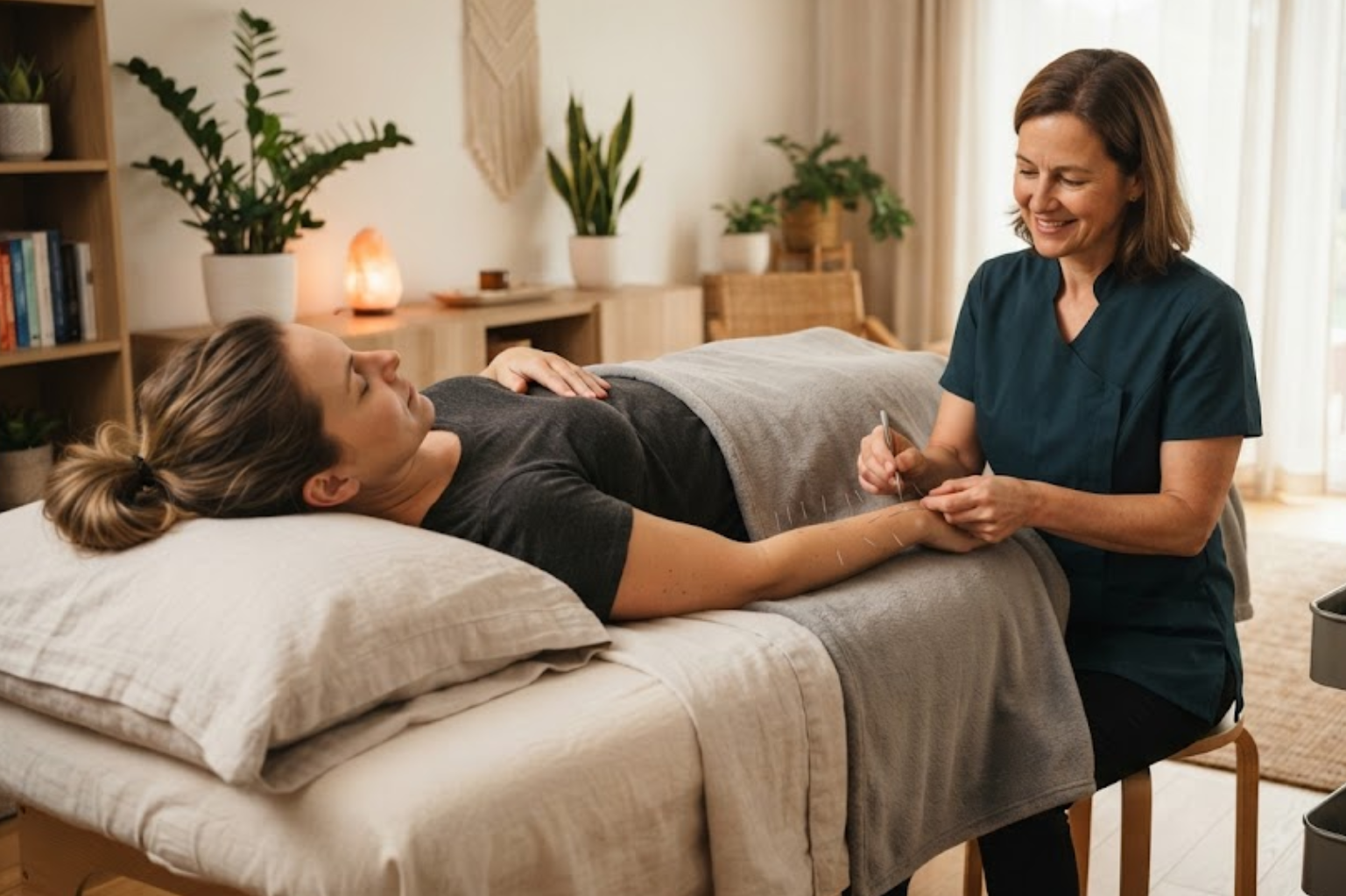 Therapist providing home treatment